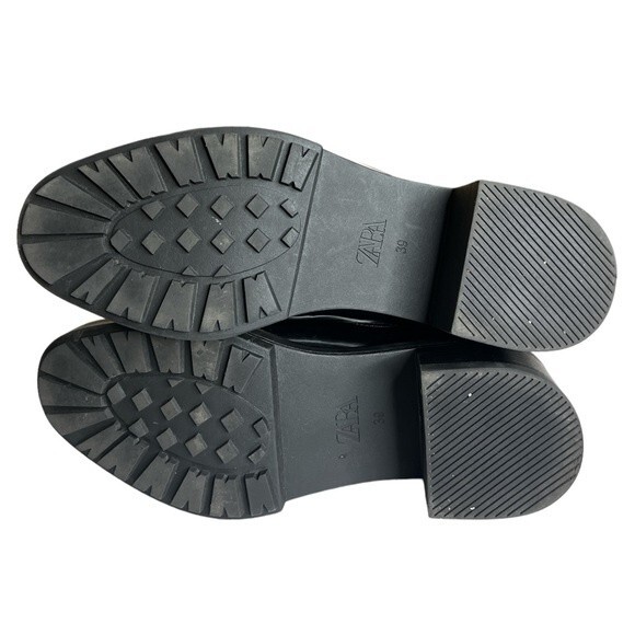 Zara Chelsea Lug Sole Chunky Heel Platform Ankle Boot Black Size 39 US 8 - Picture 6 of 16